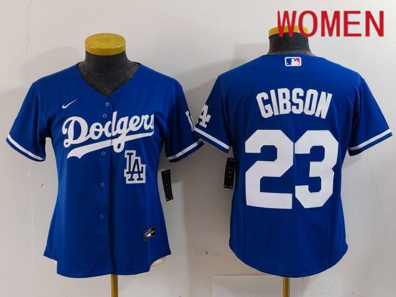 Women Los Angeles Dodgers #23 Gibson Blue Nike Game 2024 MLB Jersey style 5